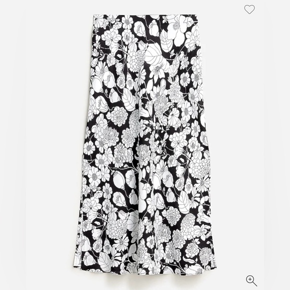 J. Crew Gwyneth Floral Linen Maxi Slip Skirt Black and White Beach Costal Size L - Picture 1 of 16